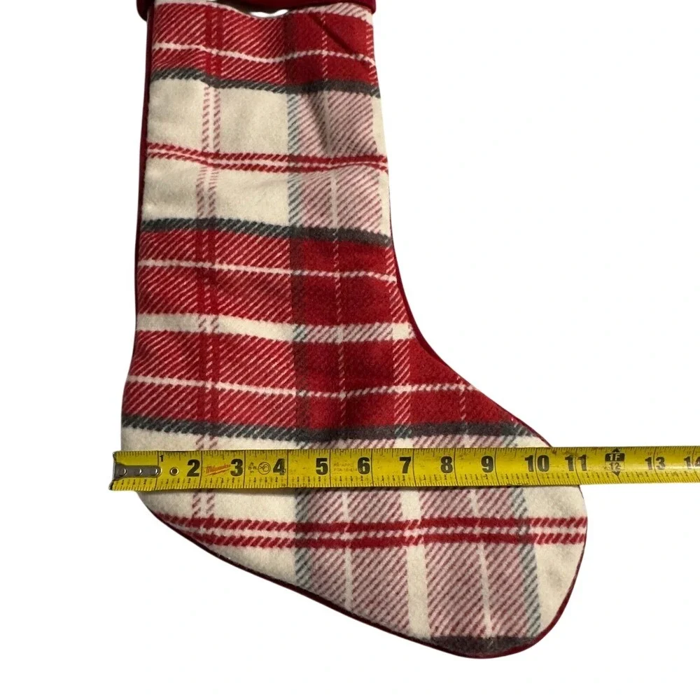 Pottery‎ Barn Red Plaid Christmas Stocking Large 24